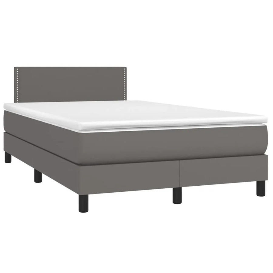 vidaXL Boxspringbett Hybrid mit Matratze und LED-Unterbettbeleuchtung in Grau und Weiß, B/T/H: 120 x 200 x 78 cm - Bild 2