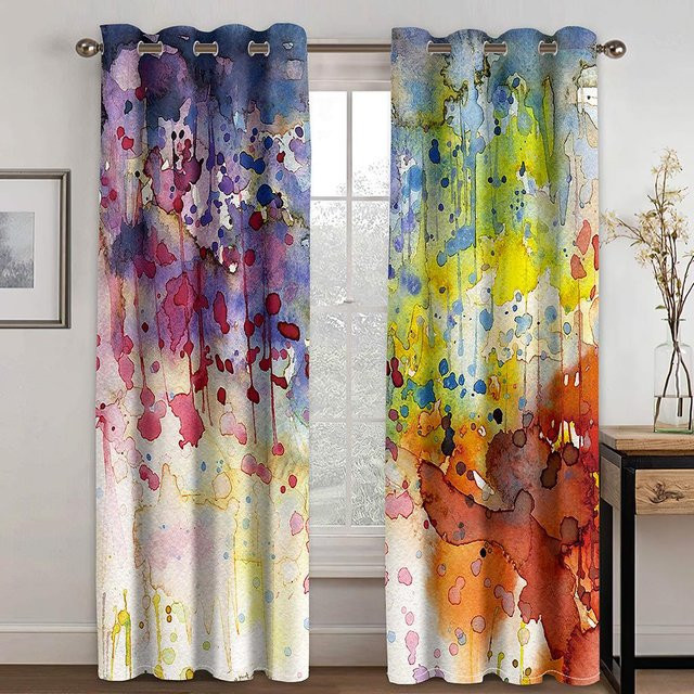Elegante moderne Vorhänge mit Blumenmuster in Multicolour, 2er-Set, semi-transparent, B: 50 cm, H: 50 cm - Bild 1