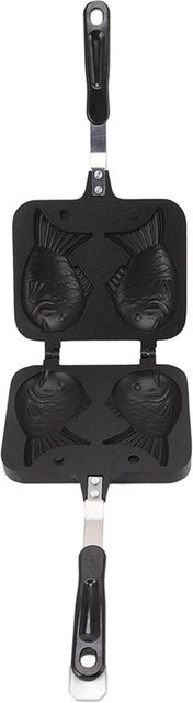 TOMTOP JMS Taiyaki Pfanne aus Aluminium mit Antihaftbeschichtung in Schwarz für Fischförmige Waffeln und Kuchen - Bild 1