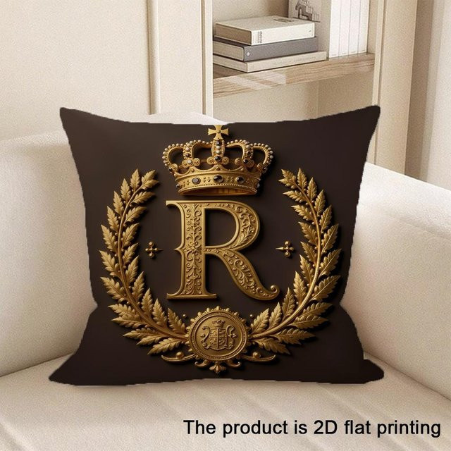Luxuriöser Kissenbezug aus rotem Samt mit Kronen-Aufdruck von JMG Clothing, B/B: 50 x 50 cm - Bild 1