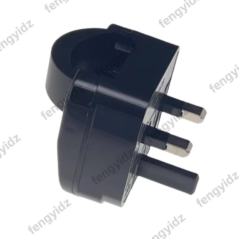 Fengyi EU-zu-UK-Stecker-Adapter Typ Rund, 2-polig auf 3-polig, mit 13 A Schmelzsicherung, Schwarz - Bild 2