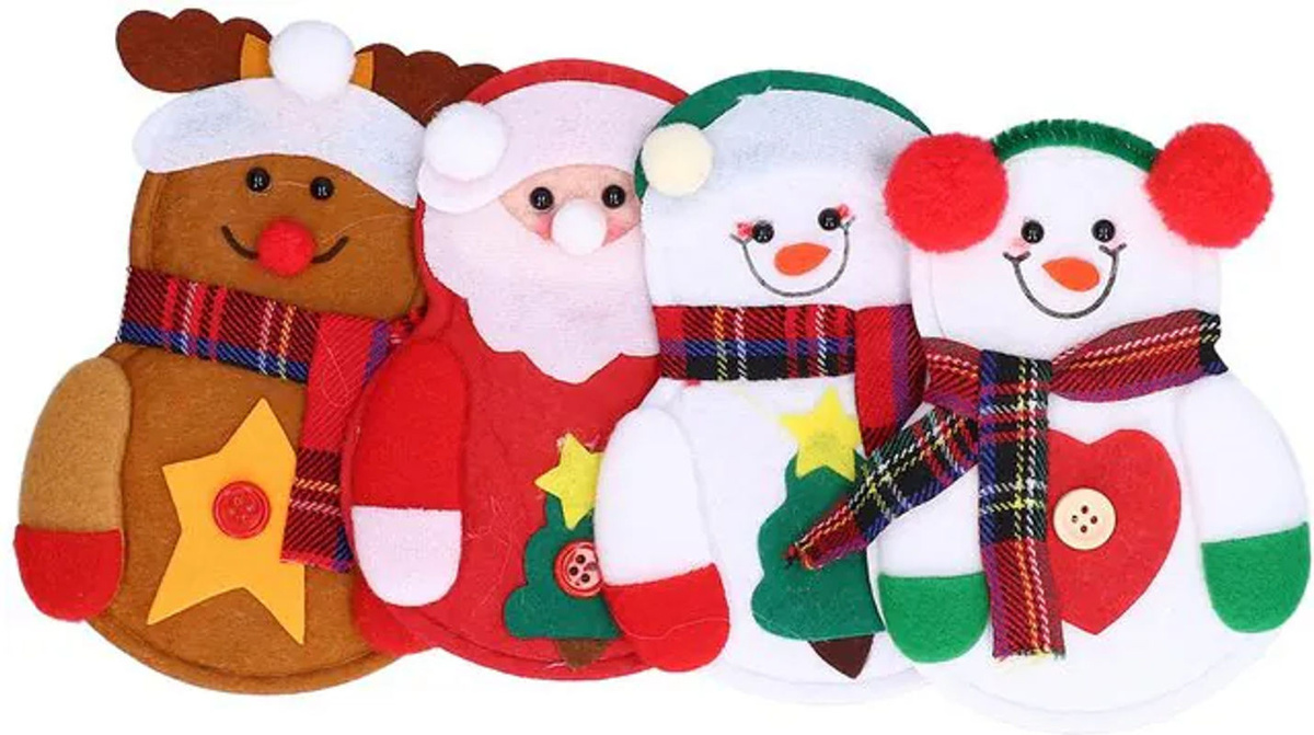 8er Set Igeteck Weihnachts Filz Hängeornamente mit Schneemann und Rentier Figuren in Mehrfarbig - Bild 1