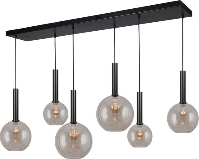 Masterlight Bella 2 Pendelleuchte 6-flammig in Gold und Schwarz matt mit Glas in Fumé - Bild 1