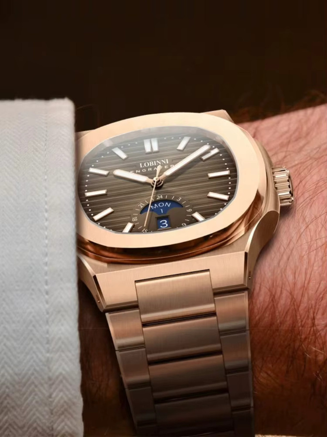 LOBINNI Armbanduhr Automatik, Edelstahl, Roségold, 43 mm, Herren - Bild 2