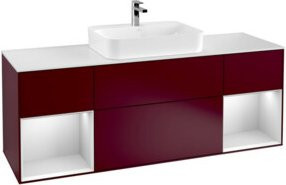 V&B Waschtischunterschrank Finion mit Wandbeleuchtung, Farbe: Weiß, Breite: 160 cm, Tiefe: 50,1 cm - Bild 1
