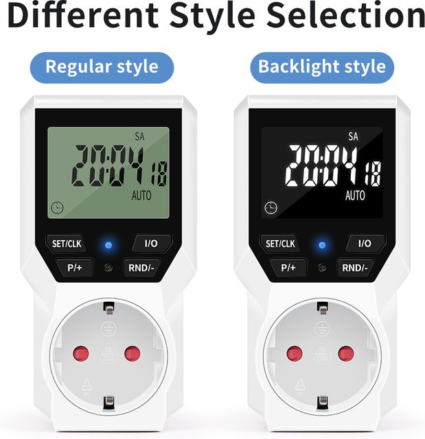 JUANJUAN Digitaler Timer-Schalter in Weiß, programmierbare elektronische Timer-Steckdose mit Countdown und Mikrosyklus-Zeitsteuerung, EU-Stecker, 230 V/16 A - Bild 1
