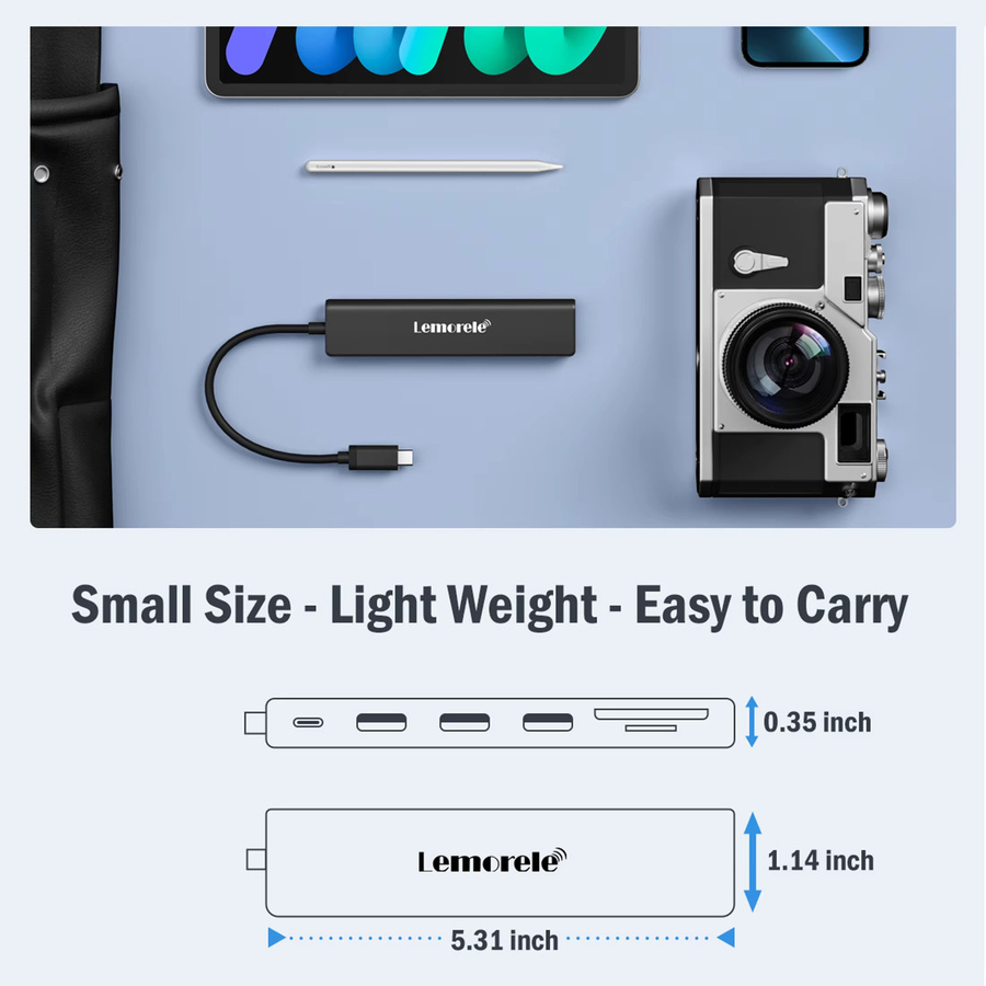 Lemorele 7-in-1 USB-C Hub Dockingstation mit HDMI 4K UHD, 100W PD und SD/TF Slot für MacBook und Windows PC - Bild 5