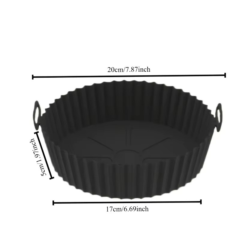 Wiederverwendbare Silikon Airfryer Backform rund, Farbe: Grün - Bild 3