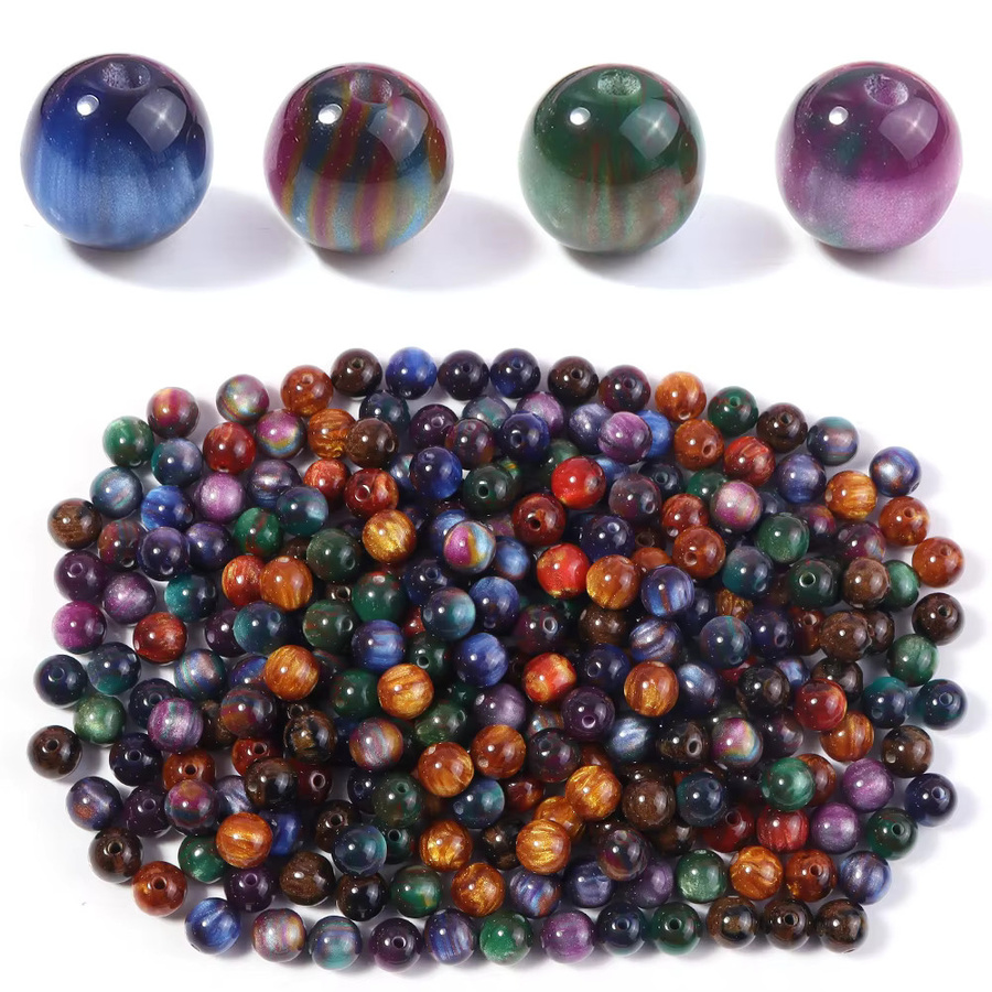 lingsai Abstandhalter-Perlen, 8mm, Harz, Bunt, Glitzernd - Bild 3