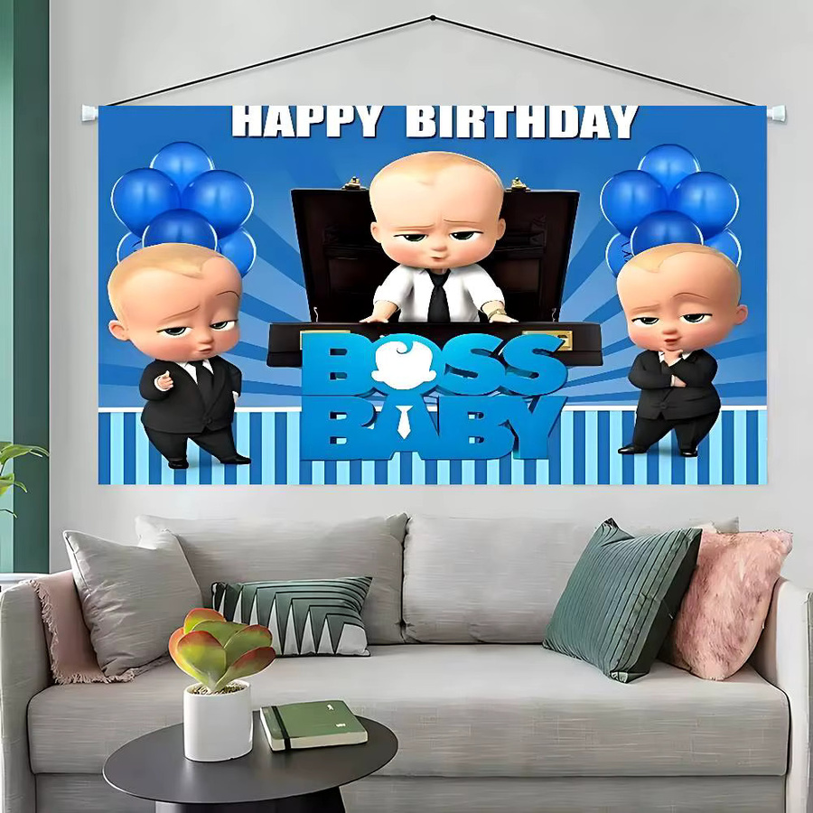 FunnyD Fotohintergrund B-Baby Film Cartoon Dekoration in Blau für Kindergeburtstage und Jubiläen, B/H: 120 x 70 cm - Bild 2