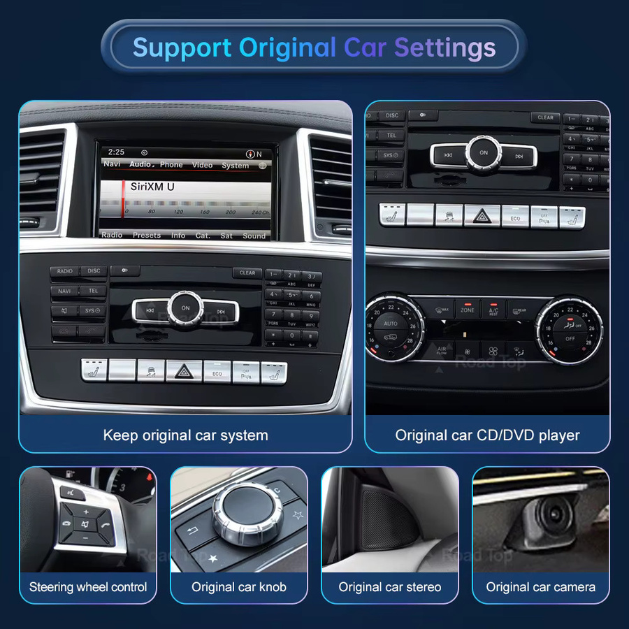 Road Top Multimedia Display mit 12,3 Zoll Touchscreen für Mercedes-Benz W166 GL X166 GLE GLS (2012-2018), Schwarz, mit Wireless CarPlay und Android Auto sowie Wi-Fi - Bild 5