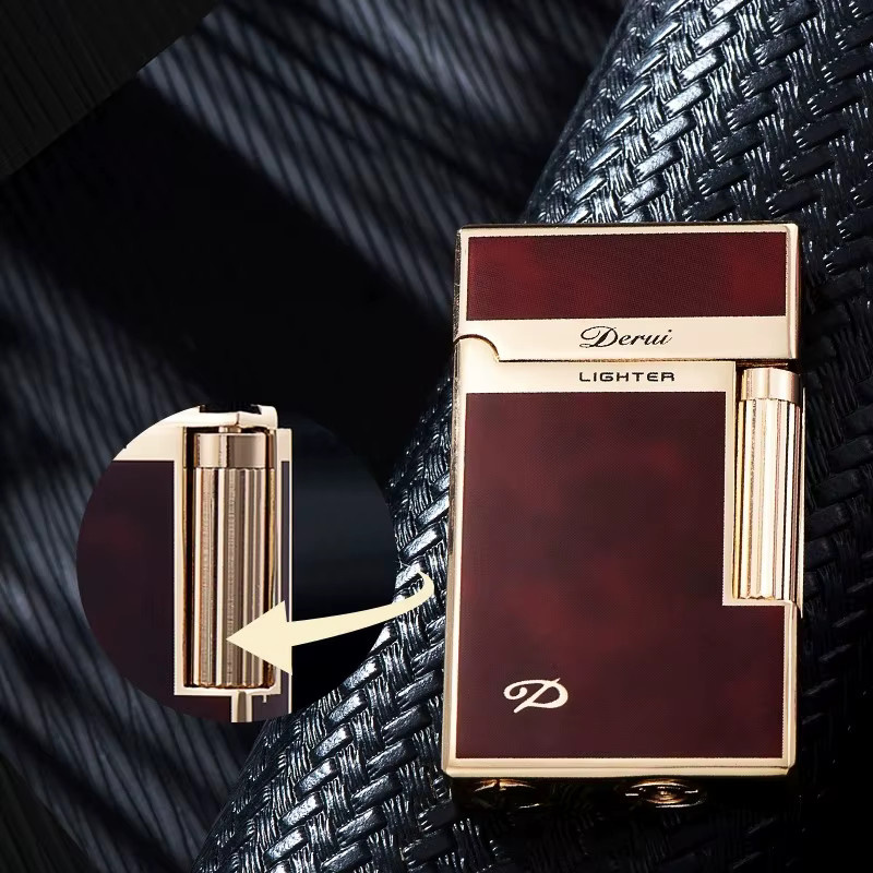 Derui Classic Advanced Steel Ping Sound Butangasfeuerzeug aus Metall in Gold und Purple inklusive Geschenkbox - Bild 2