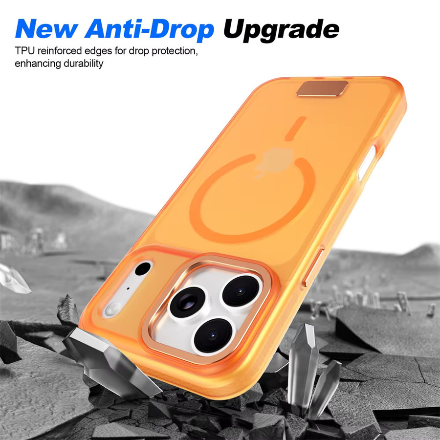 IMD MagSafe-kompatible magnetische Handyhülle für iPhone 17 Pro Max 16 15 in Orange, mattiert und stoßfest mit Kameraschutz - Bild 3