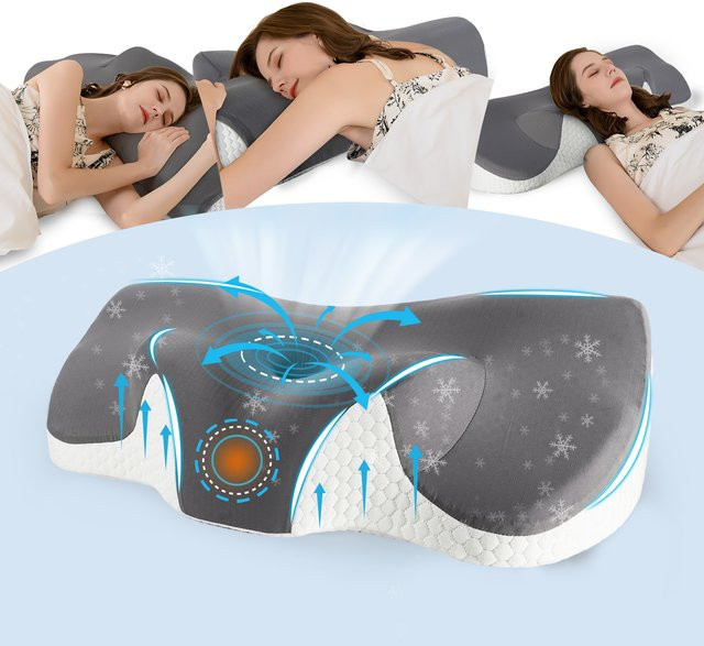 Ergonomisches IDEA Nackenkissen aus Memory Foam für Seitenschläfer, Rücken- und Bauchschläfer, B/T/H: 65.8 x 35.6 x 9/12 cm - Bild 1