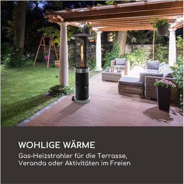 Goldflame Deluxe Terrassenheizstrahler mobil aus Edelstahl in Schwarz mit 36.000 BTU/11kW - Bild 1