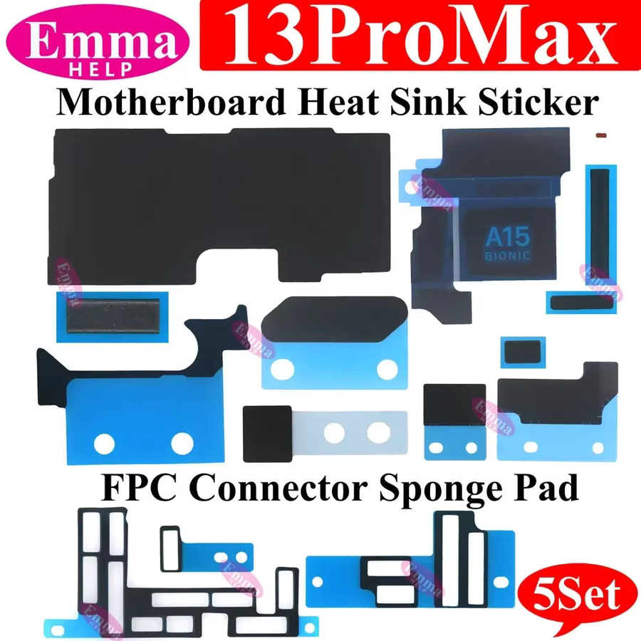 EmmaHelp 5er Set Anti-Statische Kühlkörper Aufkleber Schwamm Band in Schwarz für iPhone 11 12 13 14 15 Pro Max Logic Board FPC Stecker Reparatur - Bild 2