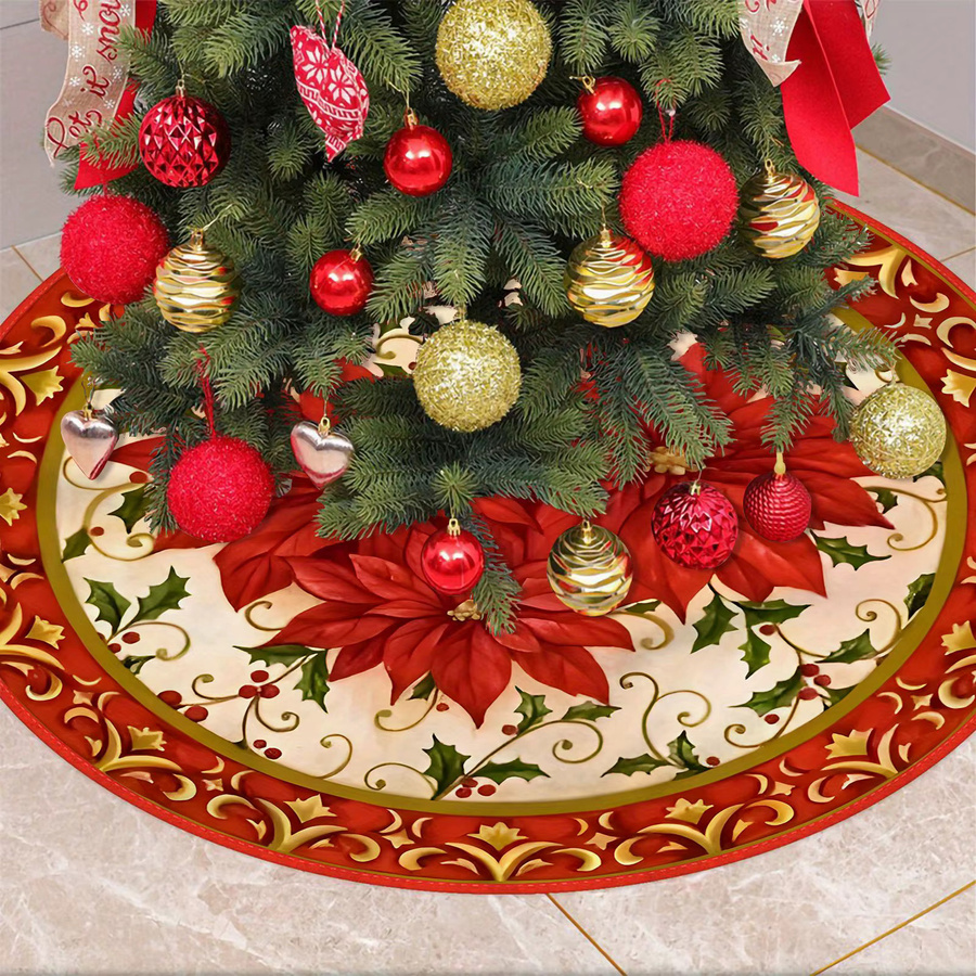 VIKAMA Weihnachtsbaumrock mit rundem Kissen in Multicolour und floralem Design - Bild 3