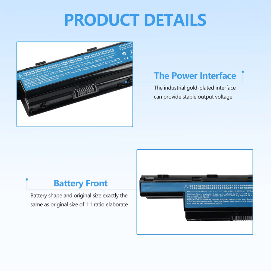 Acer Laptop-Akku 5200mAh in Schwarz für Acer Aspire AS10D31 AS10D81 V3-571G V3-771g AS10D51 AS10D61 AS10D71 5741 5742 5750 5560G 5741G 5750G - Bild 3