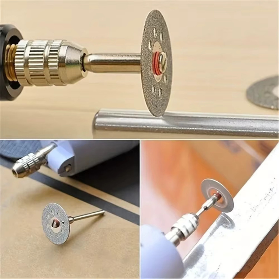 12-teiliges Trennscheiben-Set mit Dorn in Silber, 22 mm Durchmesser und 3 mm Stärke zum Schneiden von Metall und Stein - Bild 5