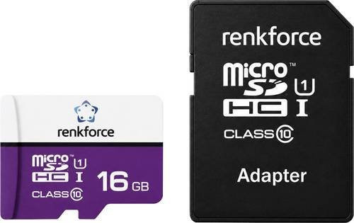 Renkforce microSDHC-Karte 16GB Class 10 UHS-I inklusive SD-Adapter in Multicolour - Bild 1