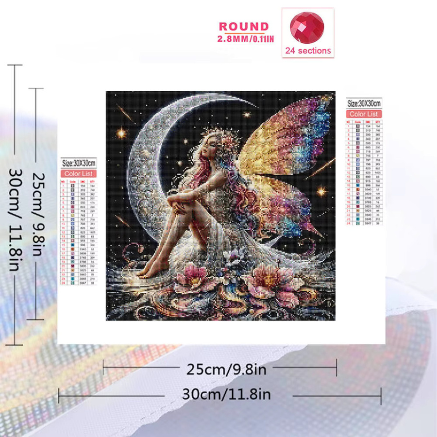 YUTTEE Diamantmalerei Elf Frau Porträt als Strass Stickerei Mosaik Set in Multicolor - Bild 2