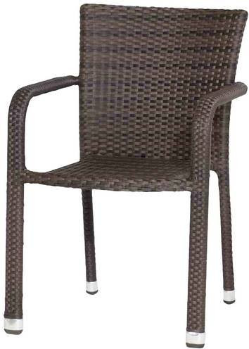 Siena Garden Minas Stapelsessel mit Aluminiumgestell in Schwarz und maronfarbenem Gardino®-Geflecht - Bild 1