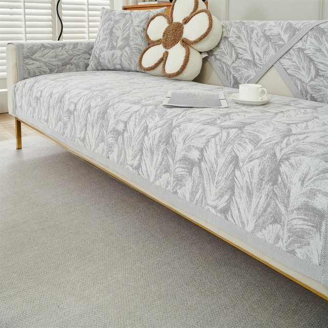 Super Six Sofakissenbezug aus Jacquard Chenille mit floralem Muster, Lichtgrau, B/T: 70 x 70 cm - Bild 1