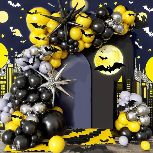 132 Stück Ballonbogen-Set in Schwarz, Gelb, Grau und Silber für Geburtstage und Partys - Bild 1