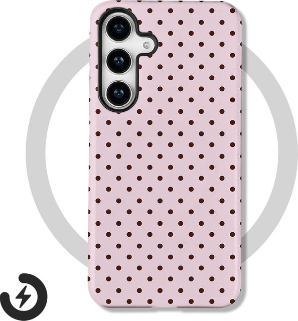 Magnetische 2-in-1 Polka Dot Handyhülle mit Schutzfolie für Samsung Galaxy S26 S25 S24 S23 S22 S21 Plus Ultra FE A15 A16 in Pink - Bild 1