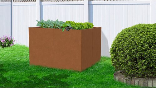 Floraworld Hochbeet aus Cortenstahl in Braun, B/T/H: 100 x 100 x 70 cm - Bild 3