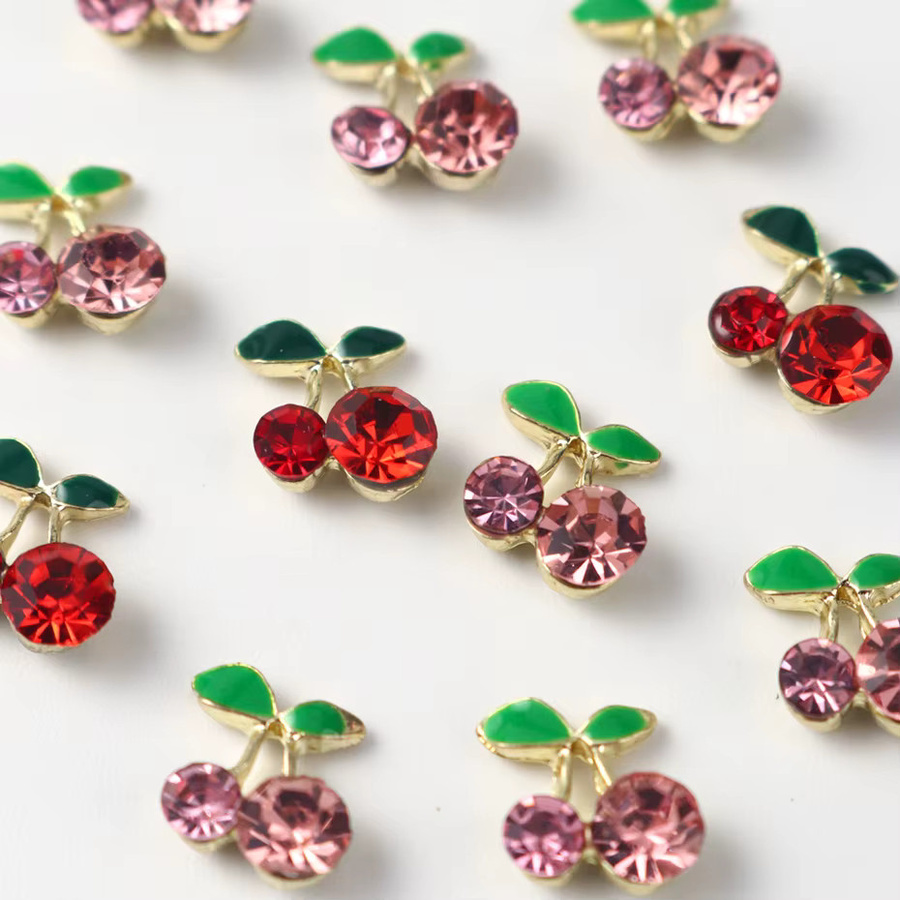 Kirsche Strass Nail Art Charms, Rot Rosa, Kristall Nagel Schmuck - Bild 3
