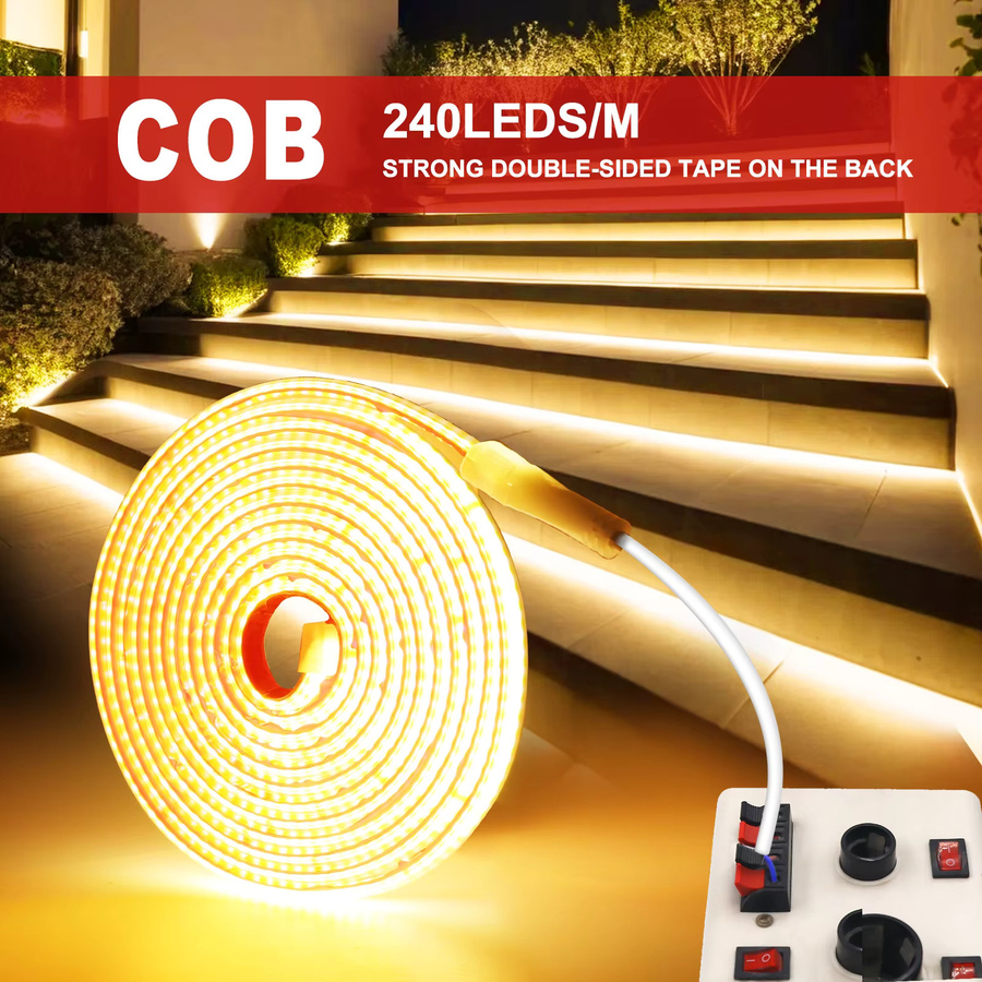 KISUFU COB LED-Streifen IP65 wasserdicht, 240 LEDs/m, AC 220 V, selbstklebend und zuschneidbar, weißes Licht (3000 K, 4000 K, 6000 K) - Bild 3