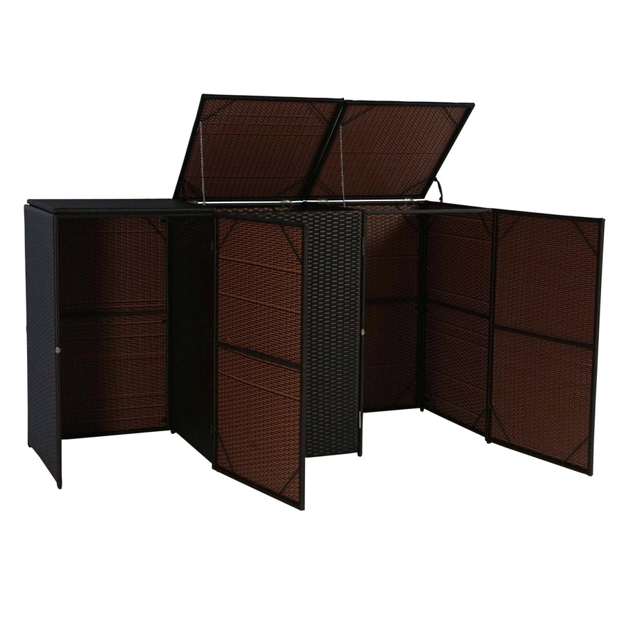 Proregal Mülltonnenbox 3er-Mülltonnenverkleidung aus Poly-Rattan und Stahl in Braun, H x B x T: 110 x 195 x 66 cm - Bild 2
