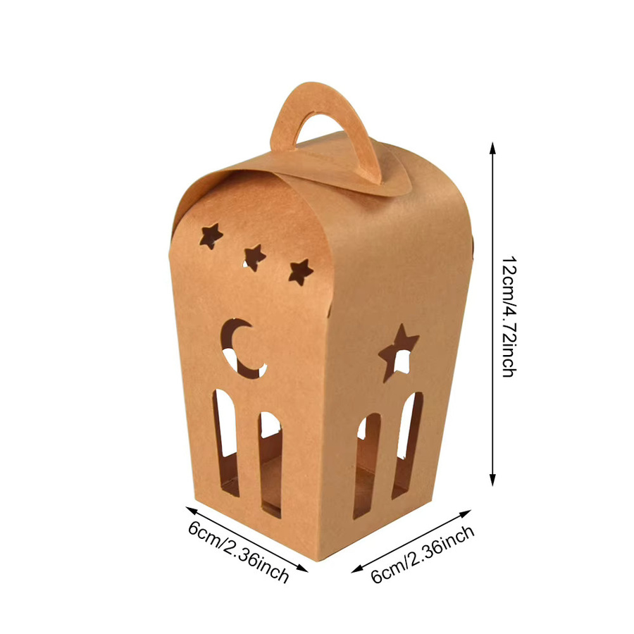 5er-Pack Eid Mubarak Geschenkboxen aus Kraftpapier in Schlossform, Braun, Dekoration für Ramadan Kareem und Eid Al Adha Partys - Bild 2