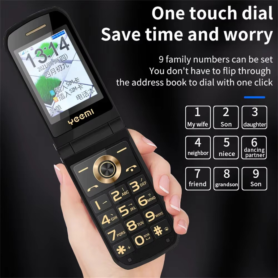 YeeMI K21+ 4G Flip Phone mit 2,6 Zoll Bildschirm, Dual SIM, Dual Screen Funktion und 4800mAh Akku in Rot mit russischer Tastatur für Senioren - Bild 3