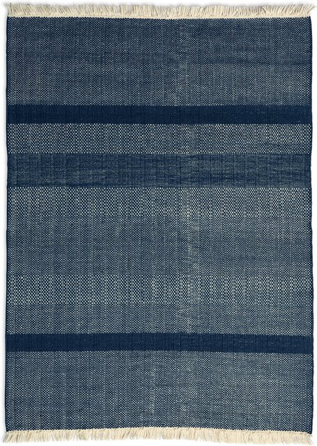 Nanimarquina Tres Texture Teppich in Gold, Schwarz und Blau aus Wolle und Viskose mit abstraktem Design - Bild 1