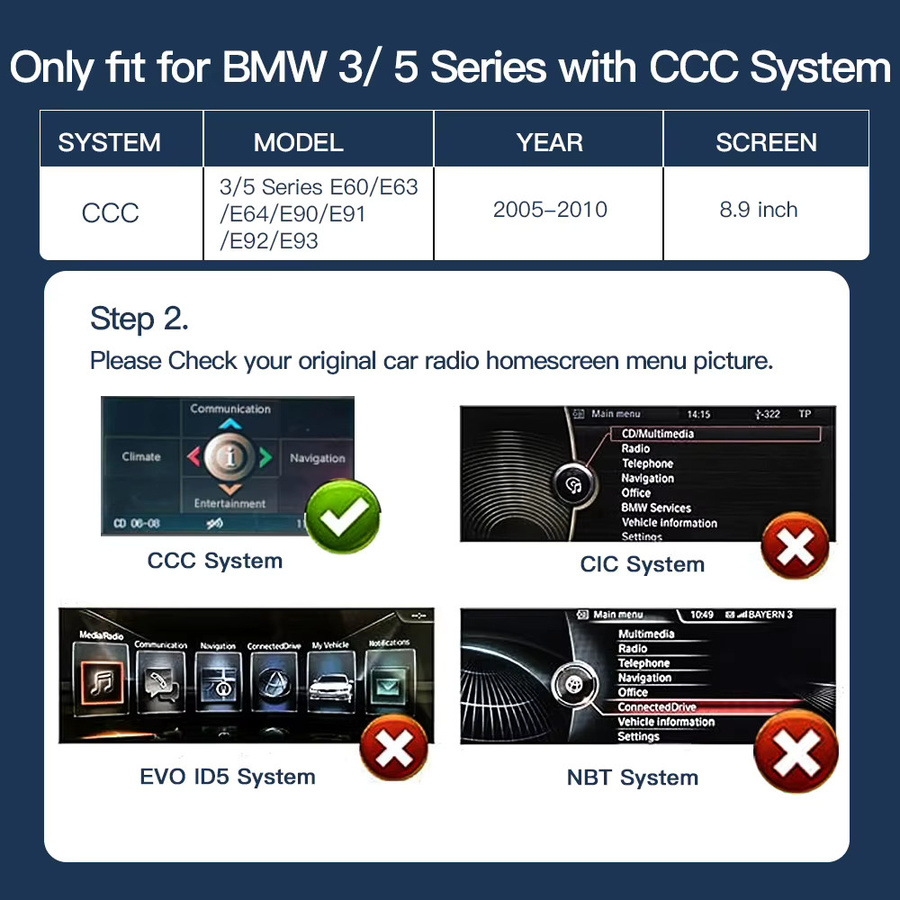 8,8 Zoll Multimedia Radio für BMW 3er und 5er Serie E90 E91 E60 E61 (2005-2010) mit drahtlosem Apple CarPlay, Android Auto und Linux Player in Schwarz - Bild 2