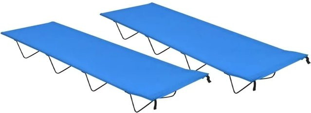 2er Set vidaXL Campingbetten aus Oxford-Gewebe und Stahl in Blau, B/T/H: 180 x 60 x 19 cm - Bild 1