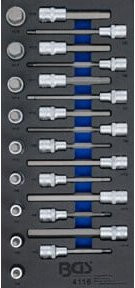BGS Bit-Einsatz-Satz für Werkstattwageneinlage 1/3, 24-teilig, Antrieb Innenvierkant 12,5 mm (1/2 Zoll), Innensechskant, Farbe Silber - Bild 1