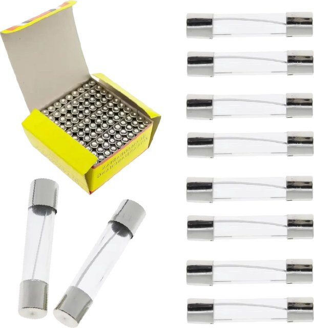 Flinke Glasrohrsicherungen transparent 250V in den Größen 5x20mm und 6x30mm mit verschiedenen Ampere-Stärken von 0,1A bis 30A - Bild 1