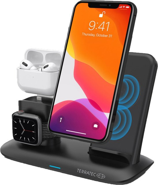 TERRATEC ChargeAIR Desk Pro Powerbank in Schwarz mit USB-C und Lightning Anschlüssen - Bild 1