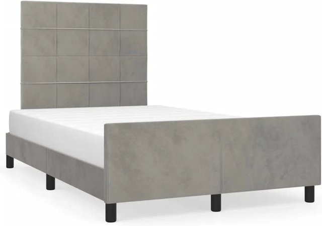 vidaXL Bettgestell mit Samtbezug in Hellgrau, B/T/H: 120 x 193 x 123 cm - Bild 1