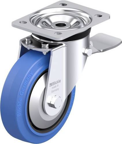 Blickle Stahlblech-Lenkrolle LK-POEV 160XR-ST-SB-FA in Schwarz-Blau mit 160 mm Rad-Durchmesser und 400 kg Tragfähigkeit - Bild 1