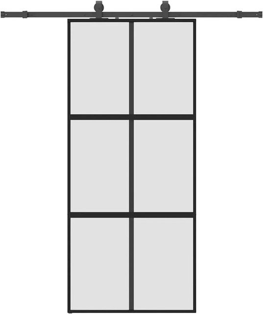vidaXL Schiebetür aus Hartglas in Schwarz mit Beschlag, B: 90 cm, H: 205 cm - Bild 1