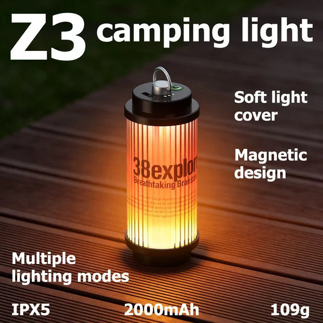 BRS Z3 Light Typ-C wiederaufladbare Campinglaterne als leistungsstarke Mini-LED-Taschenlampe in Schwarz - Bild 1
