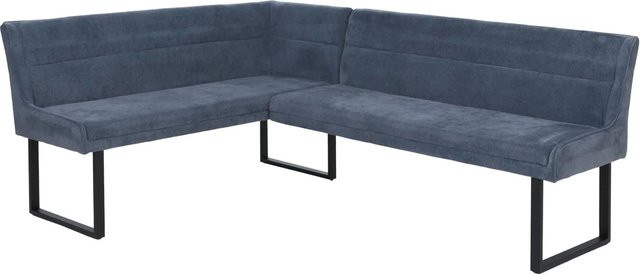 Eckbank MCW-O81 Esszimmerbank aus Metall und Chenille Stoff in Blau B/T/H: 159 x 45 x 210 cm - Bild 2