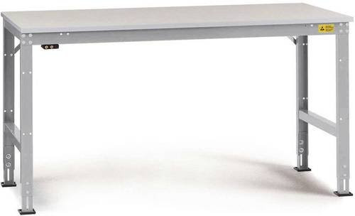 Manuflex LU4128.9006 ESD Universal Arbeitstisch mit Melaminplatte in Silber und Weiß, B/T/H: 200 x 100 x 76,3-87,3 cm - Bild 1
