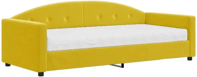 vidaXL Tagesbett mit Matratze in Gelb aus Samt, B/T/H: 90 x 200 cm - Bild 1
