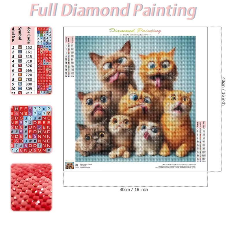 GATYZTORY 5D-Diamant-Stickerei, lustige Katze, Diamant-Gemälde, Tier-Handarbeit - Bild 2