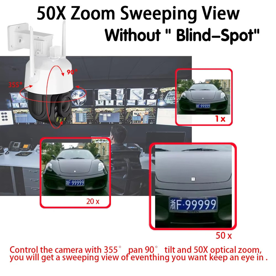 Icsee PTZ Outdoor Überwachungskamera mit 5MP Auflösung, 30x Zoom, WLAN und Human Detection in Weiß - Bild 4